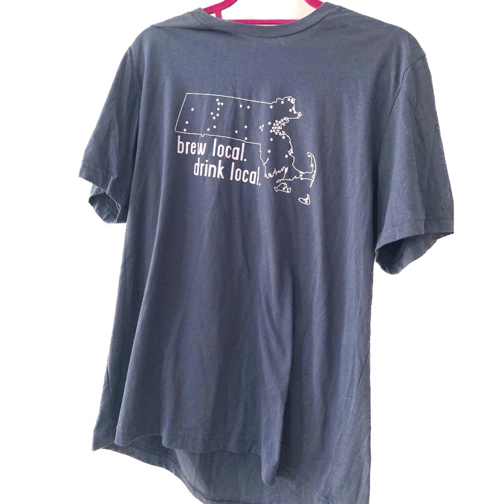 Massachusetts State Map of Breweries T-Shirt, Men's XL, Blue